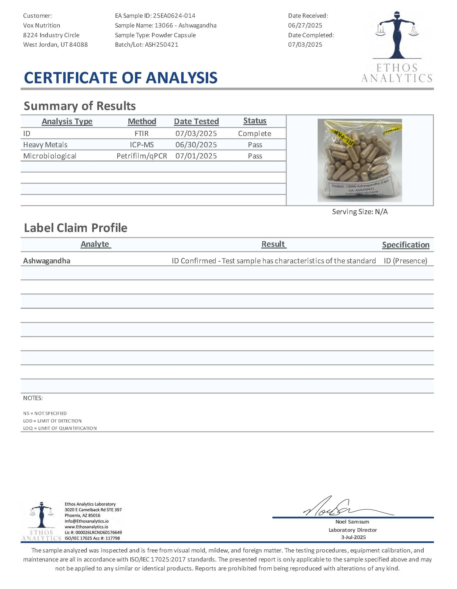 Varme — Ashwagandha + Black Pepper, stress adaptogen. Third-party lab test results.