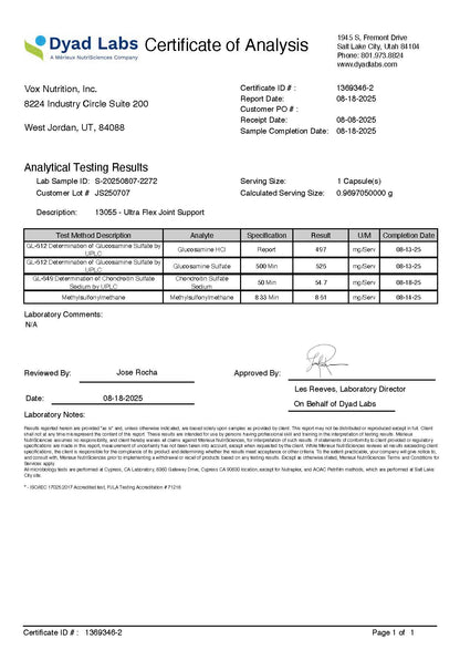 Bevegelse — Joint Support for flexibility. Third-party lab test results.