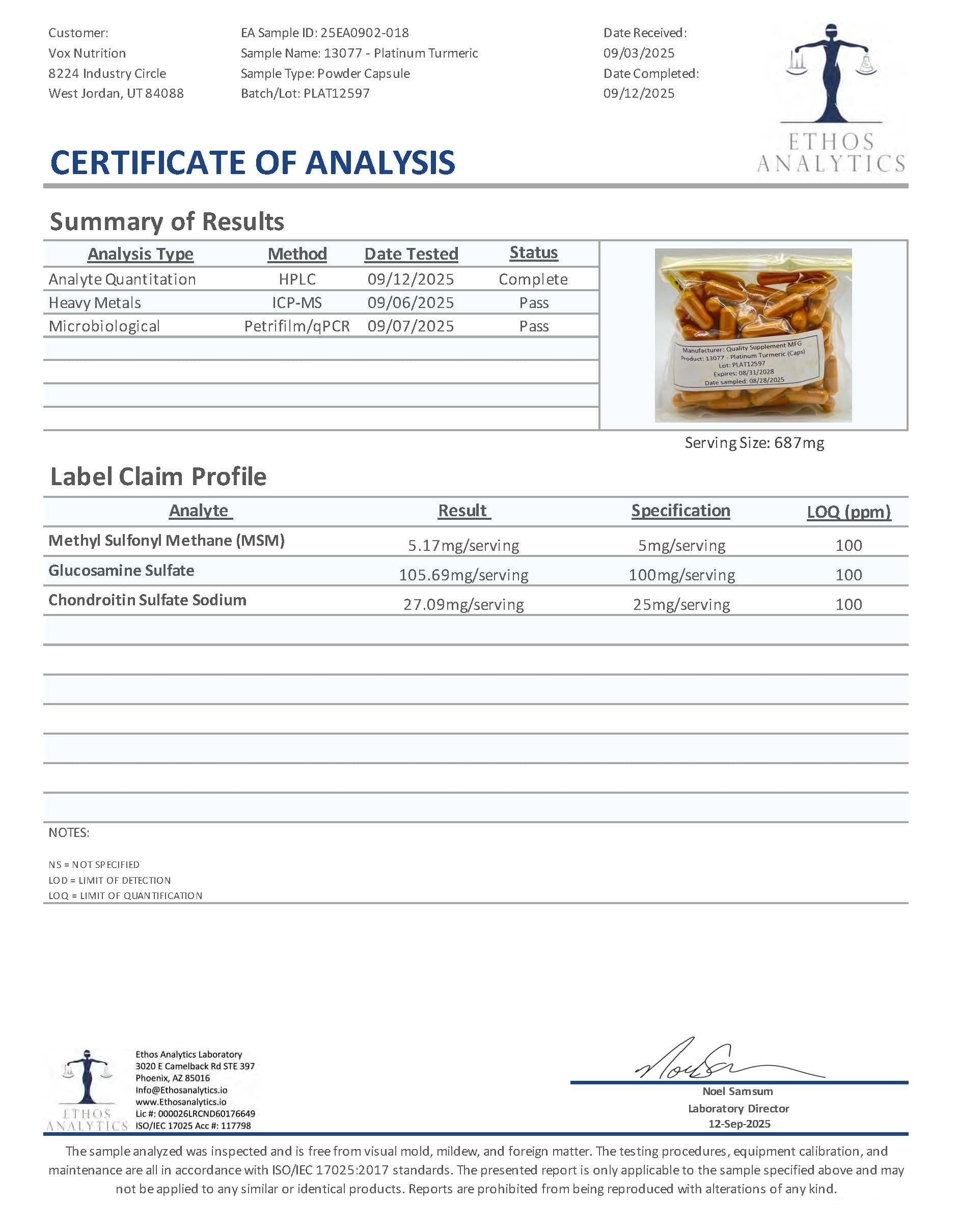 Samarbeid — Platinum Turmeric, anti-inflammatory. Third-party lab test results.