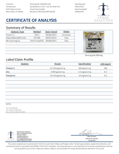 Glød — Hair, Skin &amp; Nails beauty supplement. Third-party lab test results.